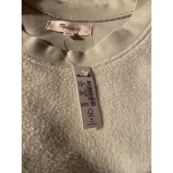 Madewell Fleece Sweatshirt Buttons Light Green Size M NWT - Picture 4 of 4